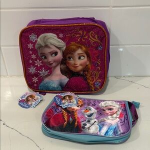Disney Frozen Lunch Box and‎ Pencil Case Set - Purple and Blue